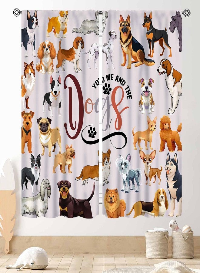 TKUYO Cute Dog Curtains, Funny Animals Multi Puppy Dog Lovers Kawaii Cute Pets Colorful Carton Window Drapery Treatments for Kids Girls Boys Bedroom Living Room Kitchen Bathroom 2 Panels, 42"x45" Inch - Image 1